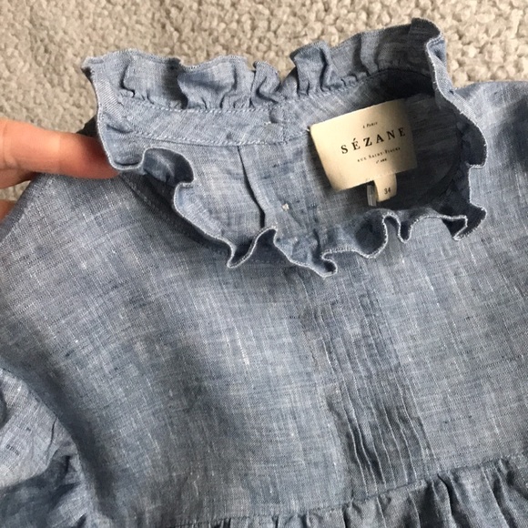 Sezane Juliette linen chambray blouse 34 2 - Picture 7 of 16